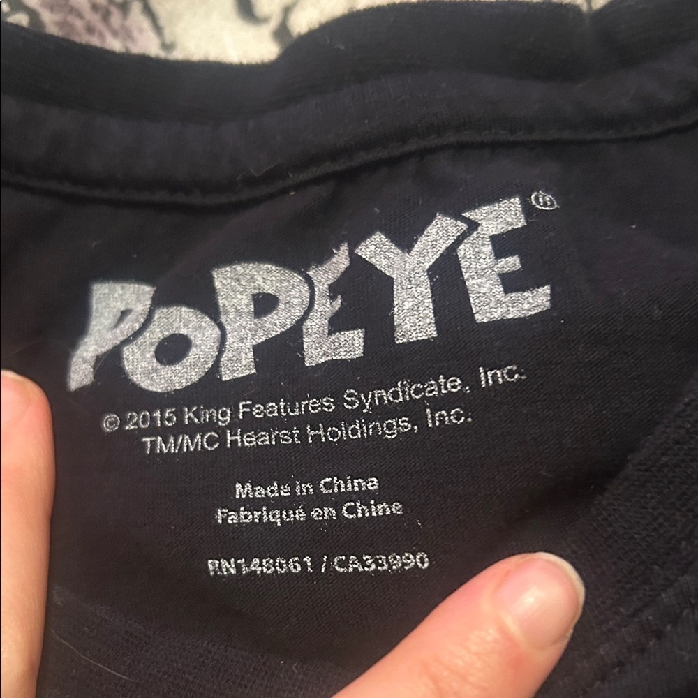 Sailor Popeye graphic vintage style tee shirt T-shirt charcoal black 100% cotton - Picture 2 of 4